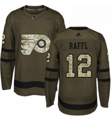 Mens Adidas Philadelphia Flyers 12 Michael Raffl Authentic Green Salute to Service NHL Jersey 