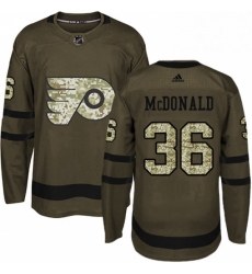 Mens Adidas Philadelphia Flyers 36 Colin McDonald Authentic Green Salute to Service NHL Jersey 