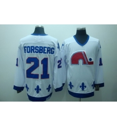 Quebec Nordiques 21 Forsberg White Jerseys CCM