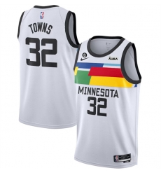 Men Minnesota Timberwolves 32 Karl Anthony Towns White 2022 23 City Edition Stitched Jersey