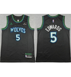 Men Minnesota Timberwolves  5 Anthony Edwards Black 2026 Statement Edition Stitched Basketball Jersey