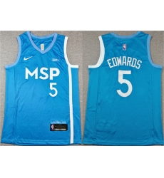 Men Minnesota Timberwolves 5 Anthony Edwards Blue Stitched Jersey