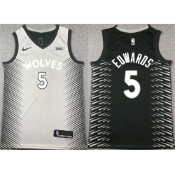 Men Minnesota Timberwolves 5 Anthony Edwards Grey Black Stitched Jersey