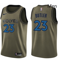 Mens Nike Minnesota Timberwolves 23 Jimmy Butler Swingman Green Salute to Service NBA Jersey 