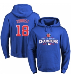 MLB Men Chicago Cubs 18 Ben Zobrist Royal 2016 World Series Champions Walk Pullover Hoodie