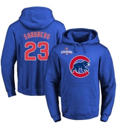 Men Chicago Cubs 23 Ryne Sandberg Blue 2016 World Series Champions Primary Logo Pullover MLB Hoodie