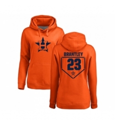 Baseball Women Houston Astros 23 Michael Brantley Orange RBI Pullover Hoodie