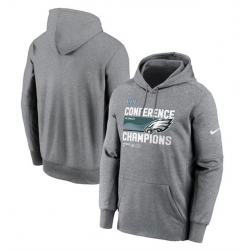 Men Philadelphia Eagles Heather Gray 2022 NFC Champions Locker Room Trophy Collection Pullover Hoodie