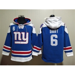 Men New York Giants 6 Jaxson Dart Blue Ageless Must Have Lace Up Pullover Hoodie