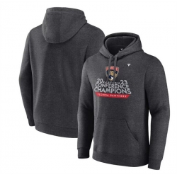 Men Florida Panthers Heather Charcoal 2023 Eastern Conference Champions Locker Room Pullover Hoodie