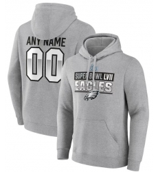 Men Philadelphia Eagles Active Player Custom Grey Super Bowl LVII Name  26 Number Pullover Hoodie