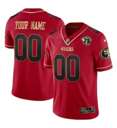 San Francisco 49ers Active Player Custom Red Gold 75th Anniversary Patch Stitched Jersey