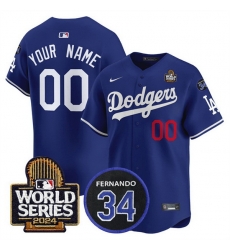 Men Los Angeles Dodgers ACTIVE PLAYER Custom Royal 2024 World Series With Fernando Memorial Patch Limited Stitched Baseball Jersey