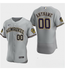 Men Women youth Custom Milwaukee Brewers Custom 50th Anniversary 2020 Gray Flexbase Jersey 