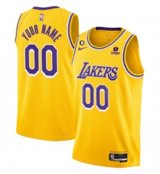 Men Women Youth Los Angeles Lakers Active Player Cutom 2022 23 Yellow No 6 Patch Stitched Basketball Jersey