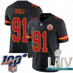 2020 Super Bowl LIV Youth Nike Kansas City Chiefs #91 Tamba Hali Limited Black Rush Vapor Untouchable NFL Jersey