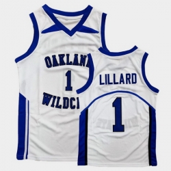 Men Damian Lillard High School Basketball White Jersey