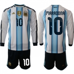 Argentina 2026 FIFA World Cup Soccer Jersey White LONG #10 MARADONA
