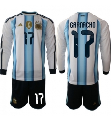 Argentina 2026 FIFA World Cup Soccer Jersey White LONG #17 GARNACHO Argentina 2026 FIFA World Cup Soccer Jersey White LONG #17 GARNACHO