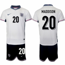 Men England 20 James Maddison 2024 25 White Home Soccer Jersey Suit