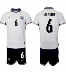 Men England 6 Harry Maguire 2024 25 White Home Soccer Jersey Suit