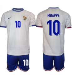 Men France 10 Mbapp White 2024 25 Away Soccer Jersey Suit