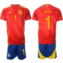 Men Spain Team 1 David Raya 2024 25 Red Home Soccer Jersey Suit