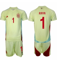 Men Spain Team 1 David Raya 2024 25 Yellow Away Soccer Jersey Suit