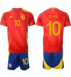 Men Spain Team 10 Dani Olmo 2024 25 Red Home Soccer Jersey Suit Men Spain Team 10 Dani Olmo 2024 25 Red Home Soccer Jersey Suit