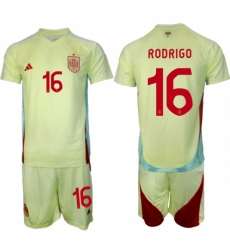 Men Spain Team 16 Rodrigo 2024 25 Yellow Away Soccer Jersey Suit Men Spain Team 16 Rodrigo 2024 25 Yellow Away Soccer Jersey Suit
