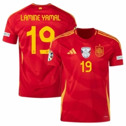 Men Spain Team 19 Lamine Yamal Scarlet 2024 Home Soccer Jersey