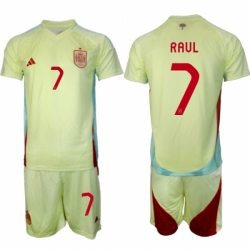 Men Spain Team 7 Ral 2024 25 Yellow Away Soccer Jersey Suit
