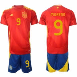 Men Spain Team 9 Gerard Moreno 2024 25 Red Home Soccer Jersey Suit