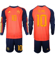 Spain 2026 FIFA World Cup Soccer Jersey Red LONG #10 OLMO Spain 2026 FIFA World Cup Soccer Jersey Red LONG #10 OLMO