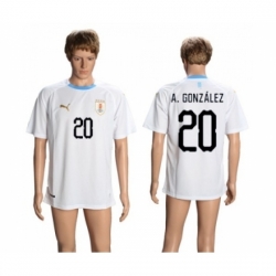 Uruguay #20 A.Gonzalez Away Soccer Country Jersey