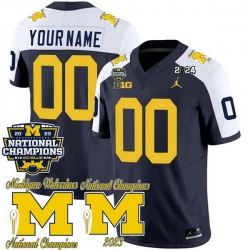 Men Women Youth Michigan Wolverines ACTIVE PLAYER Custom Navy White Alternate F U S E  CFP 2023 National Champions Patch Vapor Stitched Football Jersey