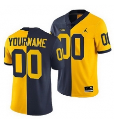 Michigan Wolverines 2021 22 Custom Navy Maize Split Edition College Football Jersey