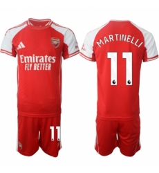 Men Arsenal FC 11 Gabriel Martinelli Red 2025 Home Soccer Jersey Suit