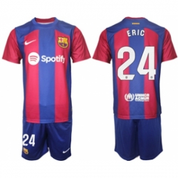 Men Barcelona 24 Eric Blue Red 2023 24 Home Soccer Jersey