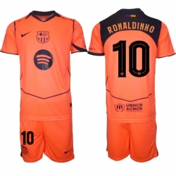 Men FC Barcelona 2026 Soccer Jerseys Orange #10 RONALDINHO (2)