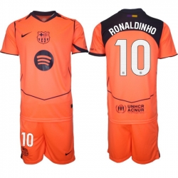 Men FC Barcelona 2026 Soccer Jerseys Orange #10 RONALDINHO
