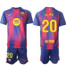 Men FC Barcelona 2026 Soccer Jerseys PinkBlue #20 OLMO