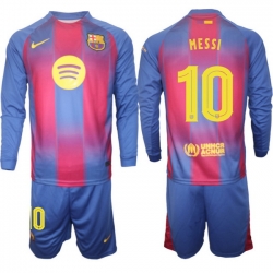 Men FC Barcelona 2026 Soccer Jerseys Red Long #10 MESSI (2)