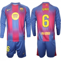 Men FC Barcelona 2026 Soccer Jerseys Red Long #6 GAVI