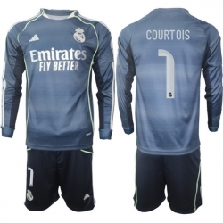 Men Real Madrid 2026 Soccer Jerseys DarkBlue Long #1 COURTOIS