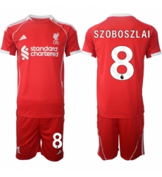 Men Liverpool 8 Dominik Szoboszlai 2025 Red Home Soccer Jersey Suit