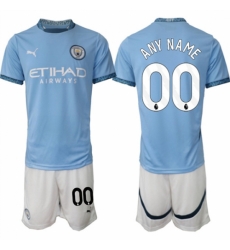 Men Manchester City Custom 2024 25 Light Blue Home Soccer Jersey Suit