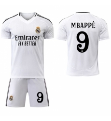 Youth Real Madrid #9 Mbappe White Home Soccer Jersey