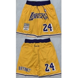 Men Los Angeles Lakers Yellow Shorts  