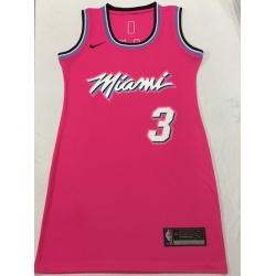 Women Miami Heat 3 Dwyane Wade Dress Stitched Jersey Pink